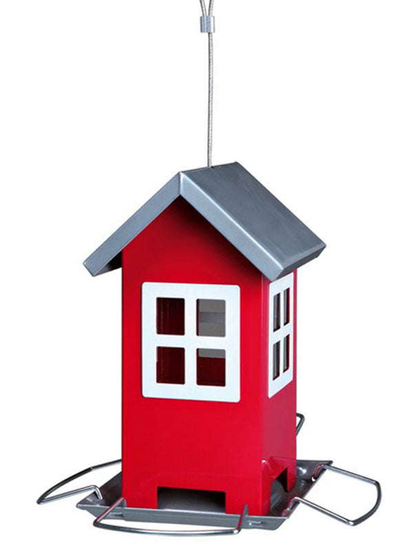 Futterhaus rot/silber, 19x20x19cm